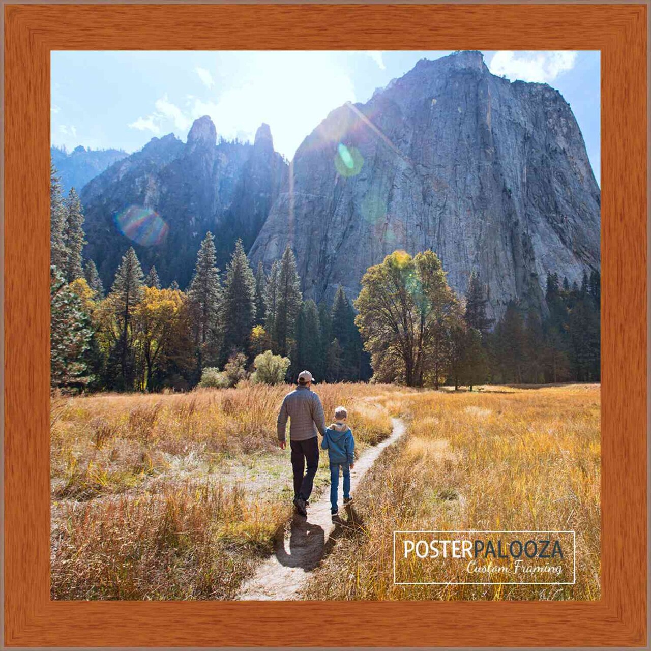 Square Flat Brown Picture Frame - UV Acrylic, Foam Board Backing, Hanging Hardware